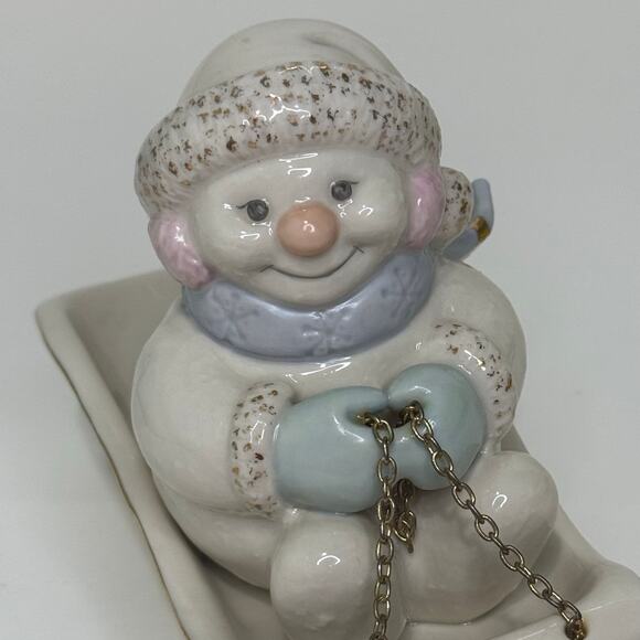 Lenox Snowman on Sled Votive - Picture 2 of 7